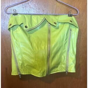 Bright Green Tube Top Size Large Zipper Detail Y2K Clubwear